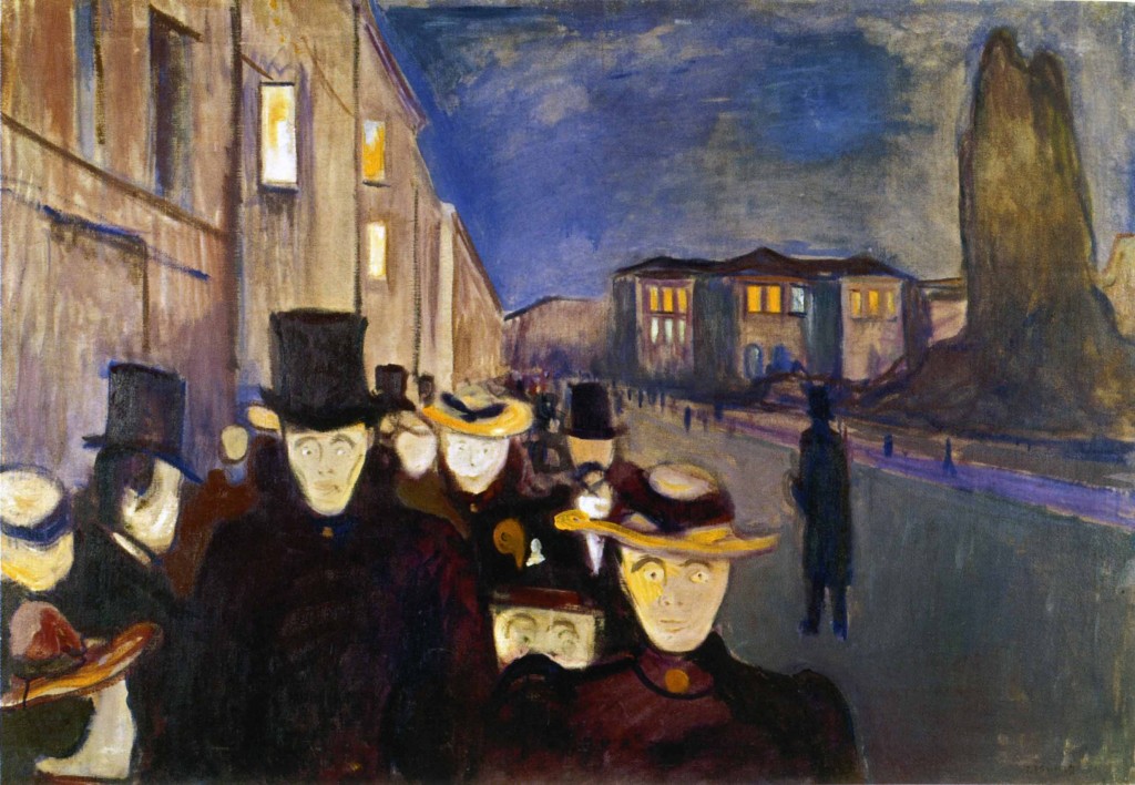 Edvard Munch Sera sul viale Karl Johan (1892). KODE, Museo d'arte di Bergen 